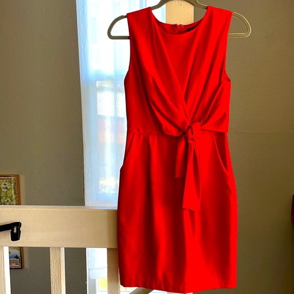 open lace back dress Beau Red Stripe Tie Mini Dress - US 6
